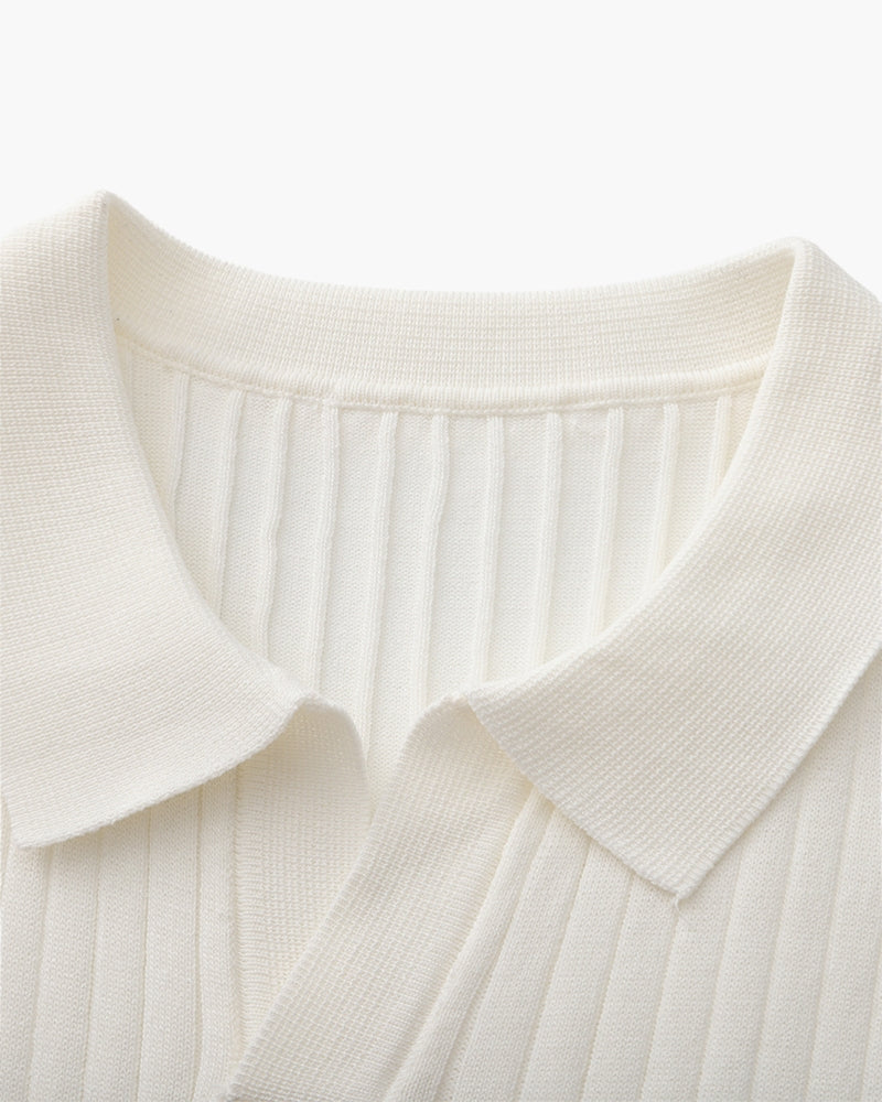 Ribbed Polo - Ivory