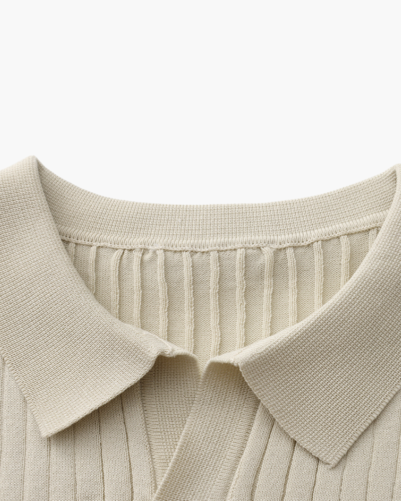 Ribbed Polo - Sand