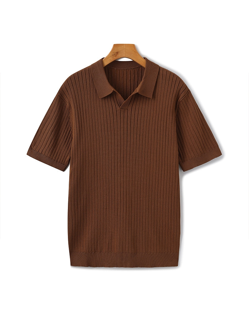 Ribbed Polo - Brown